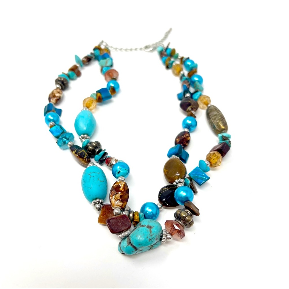 Natural Raw Turquoise Native American Vintage Beaded Necklace